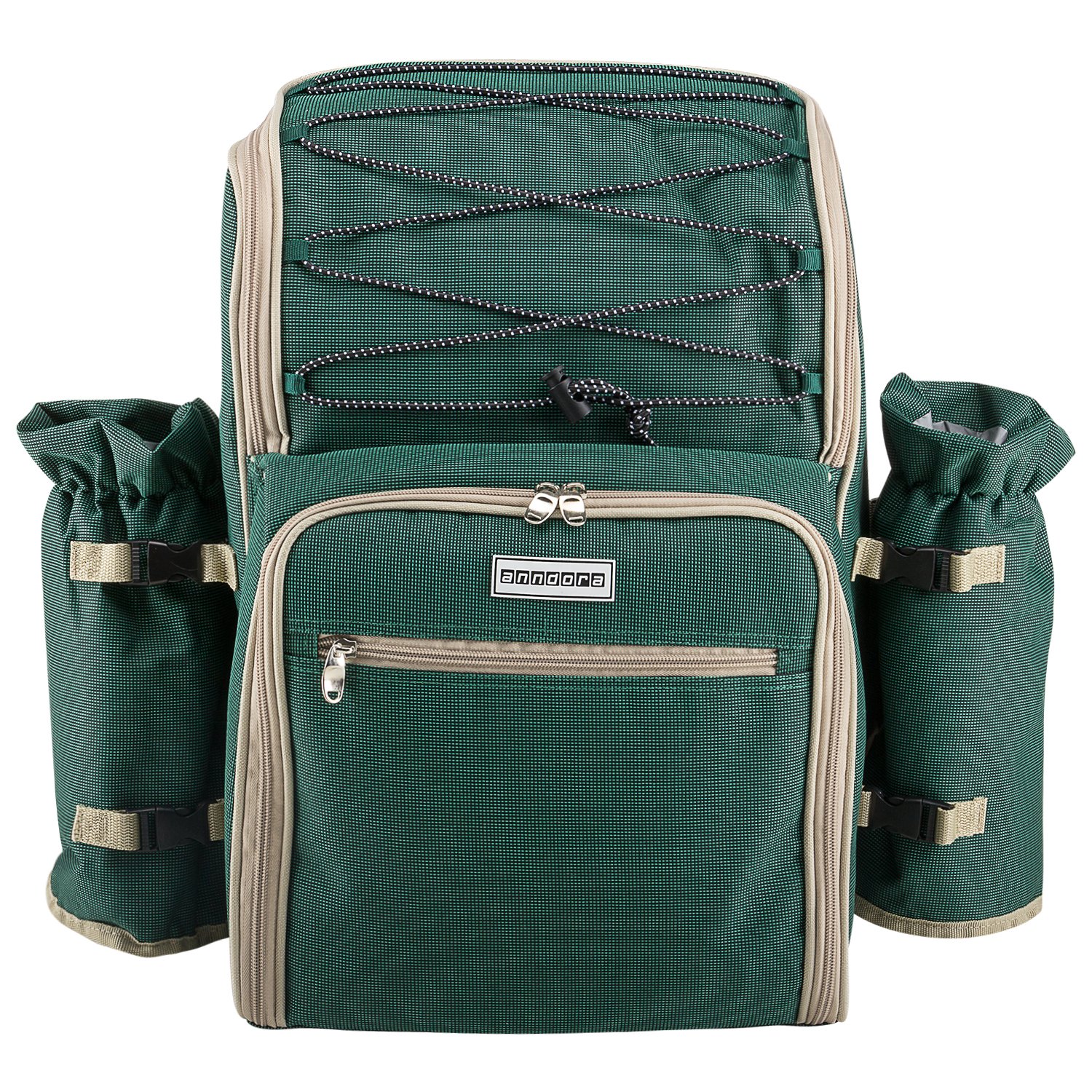 anndora Picknickrucksack 4 Personen mit integrierter Kühltasche grün inkl. 29-teiliges Zubehör