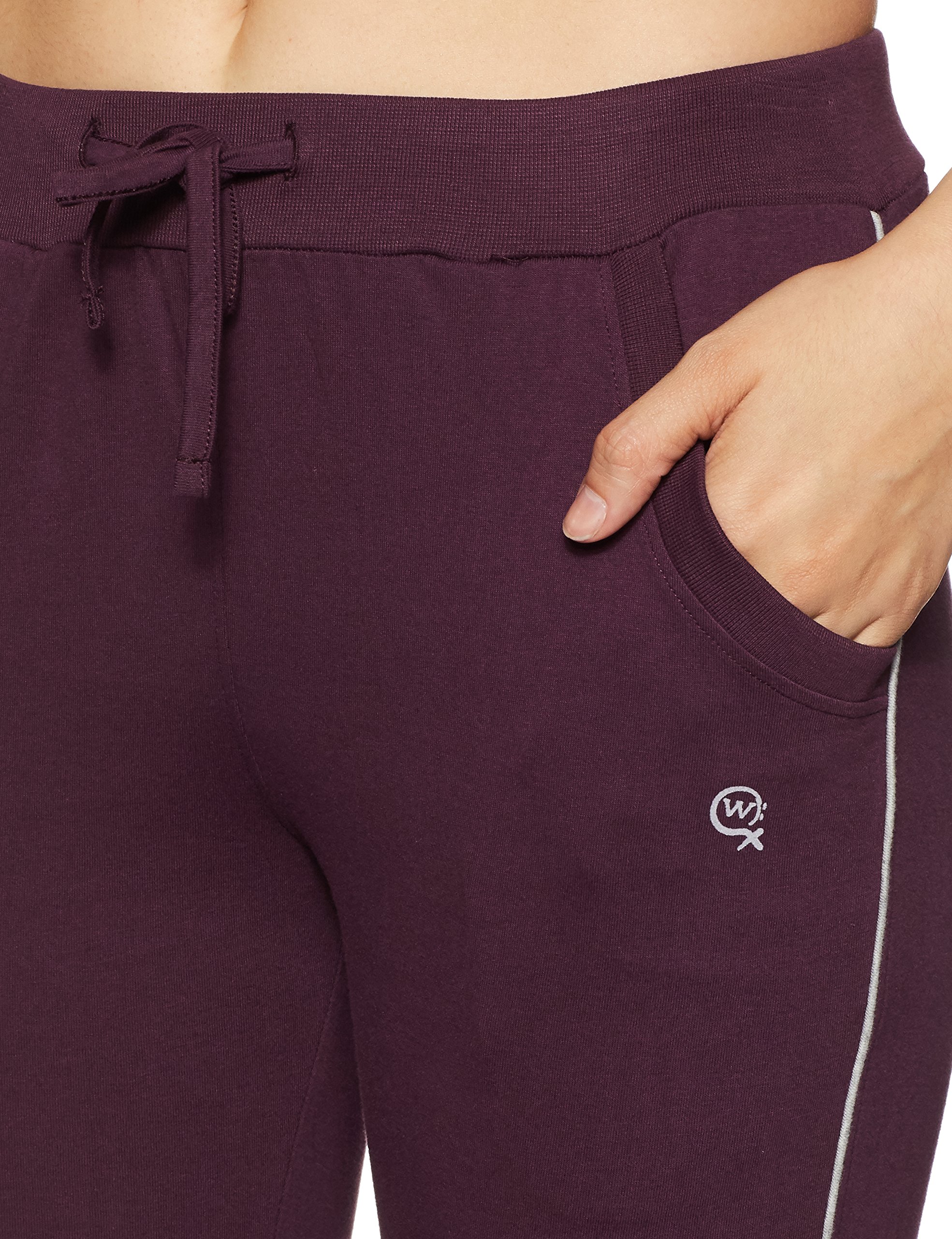 Macrowoman Comfort Capris for Women, Cotton Poly Women's Capris with Trendy Contrast Piping & Drawstring Waistband, Rich Berry, L, Pack of 1 2