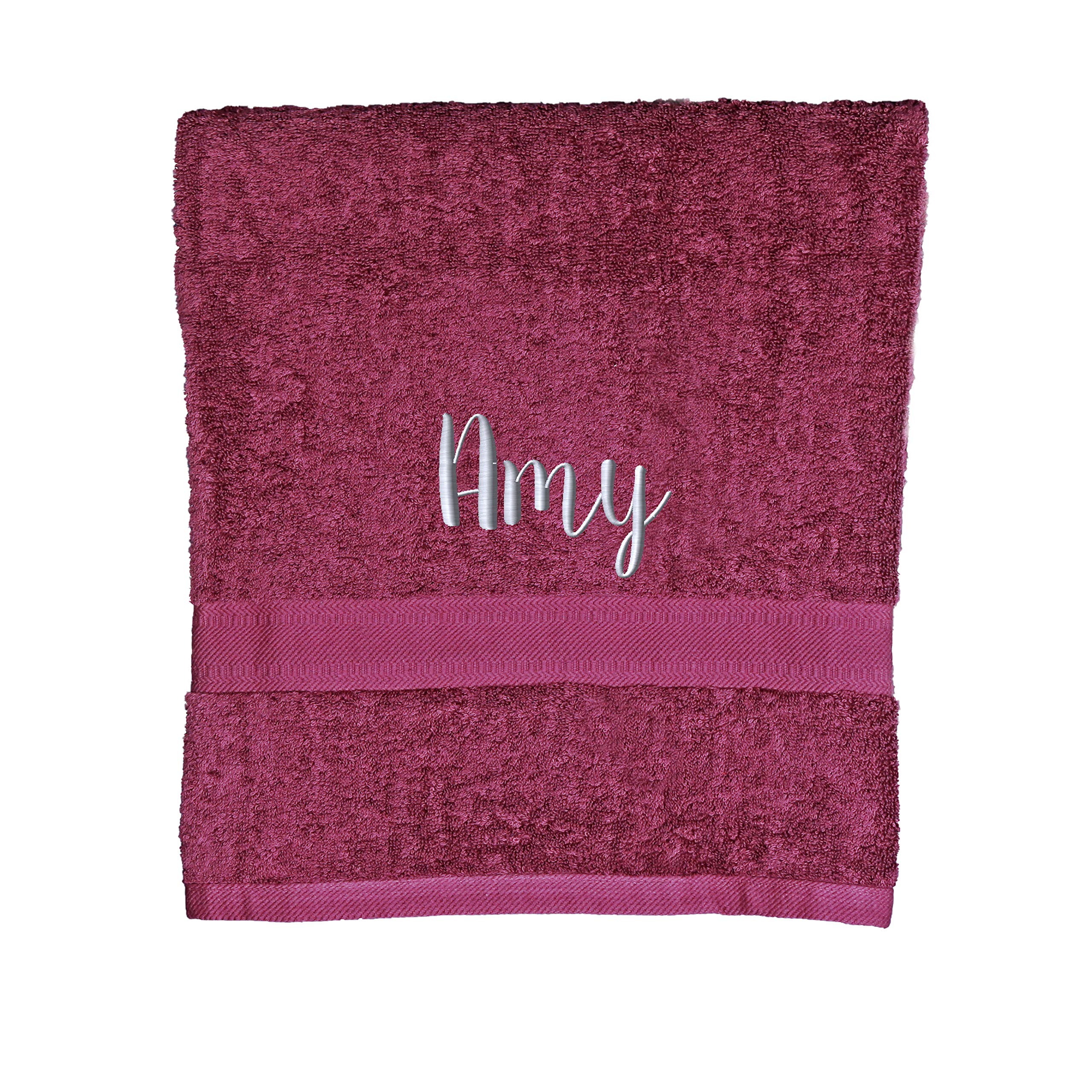 Aztex Aubergine Personalised Combed Cotton Towels, 100% Cotton - Bath Towel,