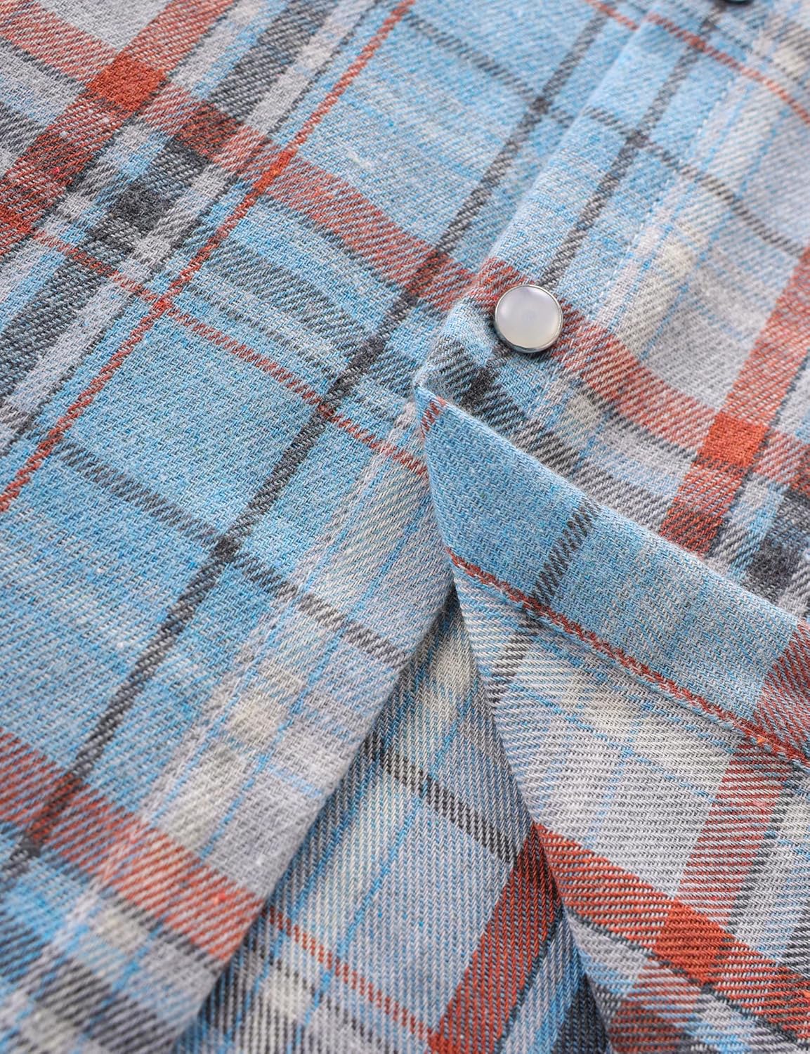 JOGAL Mens Western Pearl Snap Shirts Plaid Lightweight Flannel Shirt Long Sleeve Work Shirts for Men - Image 6