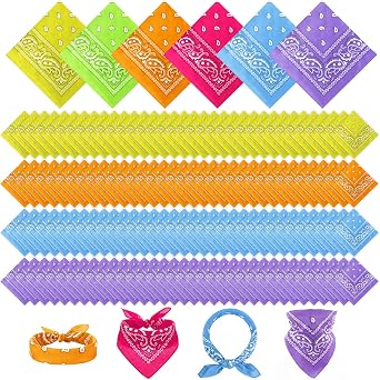 Suhine 500 Pack Bandanas Bulk 22 Inch Unisex Paisley Bandana Multi Purpose Cowboy Headbands Wrap Party Supplies for Men Women