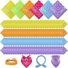 Suhine 300 Pcs Bandanas Bulk Unisex Paisley Bandanas Multipurpose Cowboy Head Wrap Scarf Headband Handkerchief for Women Men