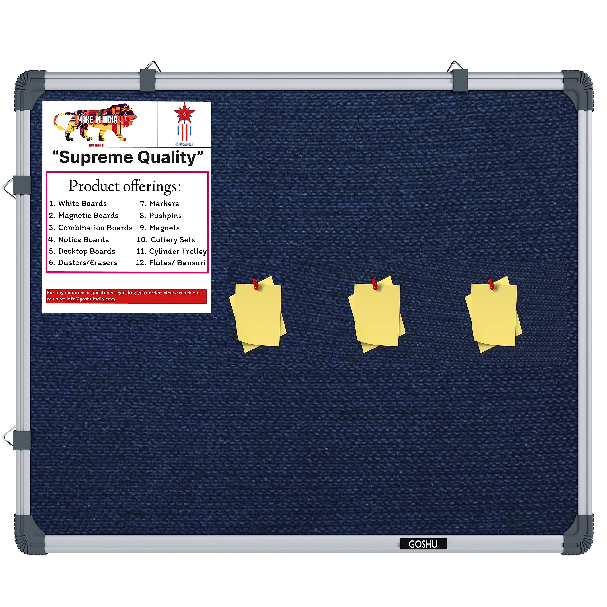 GOSHU 2 feet x2 feet Notice Premium Material Pin-up Board/Pin-up Board/Soft Board/Bulletin Board/Pin-up Display Board for Office, School and Home (Blue 2x2 feet, Pack of 1) (B0C7QYF1FC) Amazon Price History, Amazon Price Tracker
