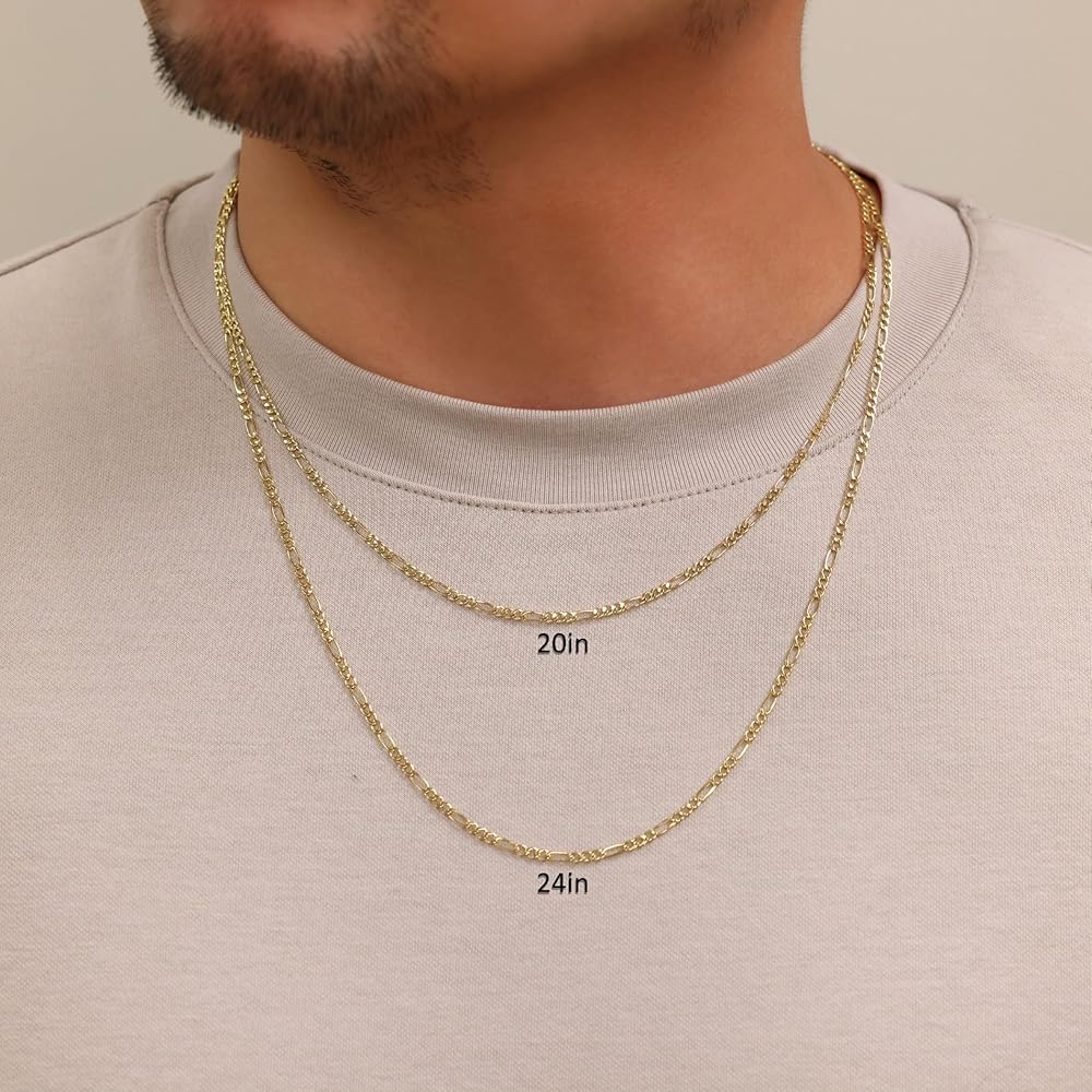 Amazon | Nuragold 10K リアルイエローゴールド フィガロリンク 2.5mm