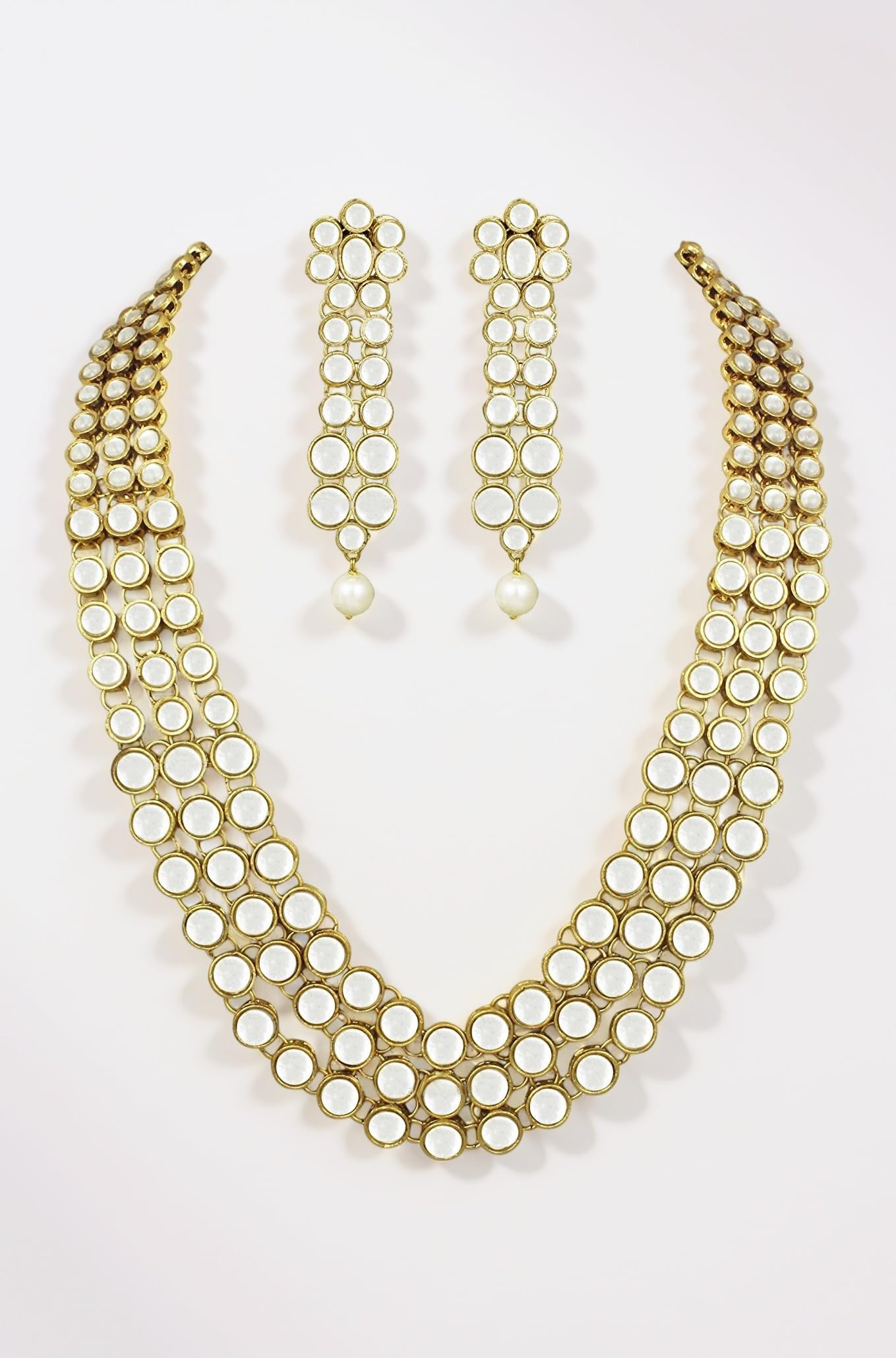Shining Diva Latest Stylish Design Fancy Traditional Wedding Kundan Pearl Necklace Jewellery Set for Women (rrsd6706s)