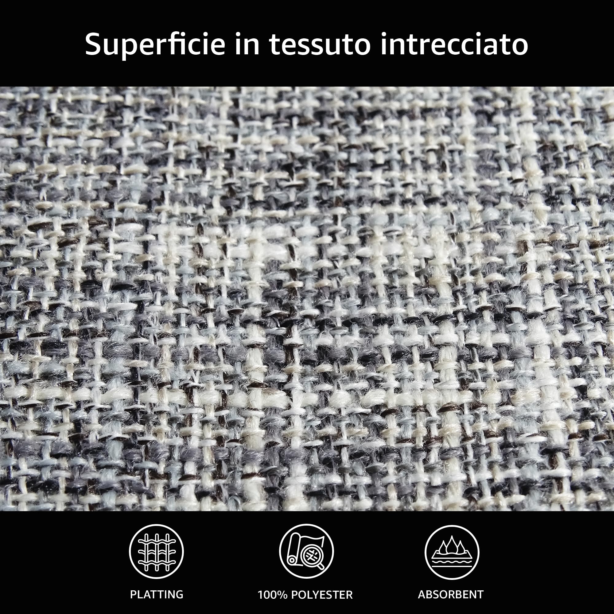 Comart - Tappeto Cucina Trama - 50x120 cm - Antiscivolo - Assorbente - Facile da Pulire - Passatoia in Poliestere Intrecciato - Resistente - Moderno - Runner per Corridoio e Entrata - Grigio