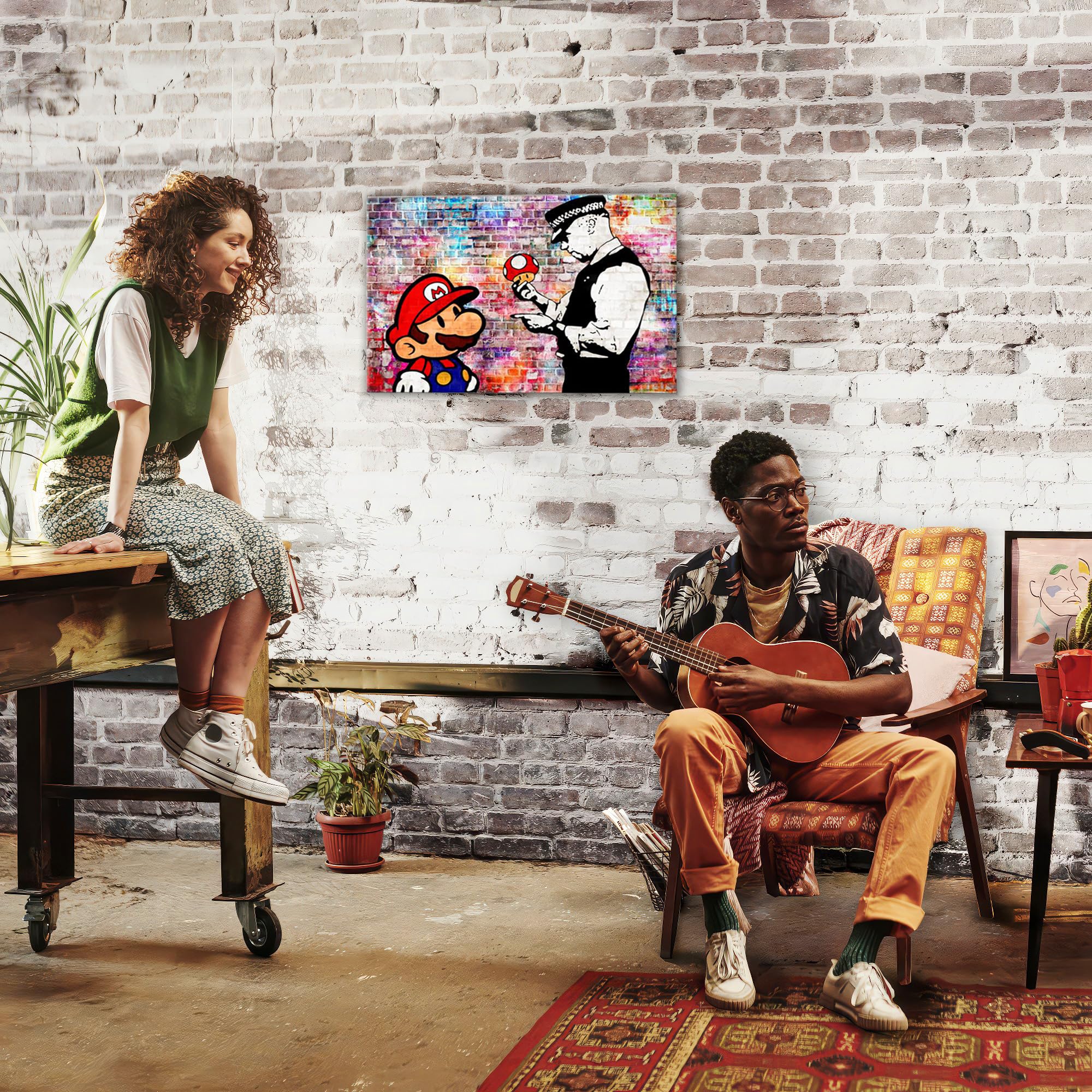 Runa Art Tableau Mario Cop Moderne Tableau Decoracion Murale - Art Urbain Gris Salle 303014c