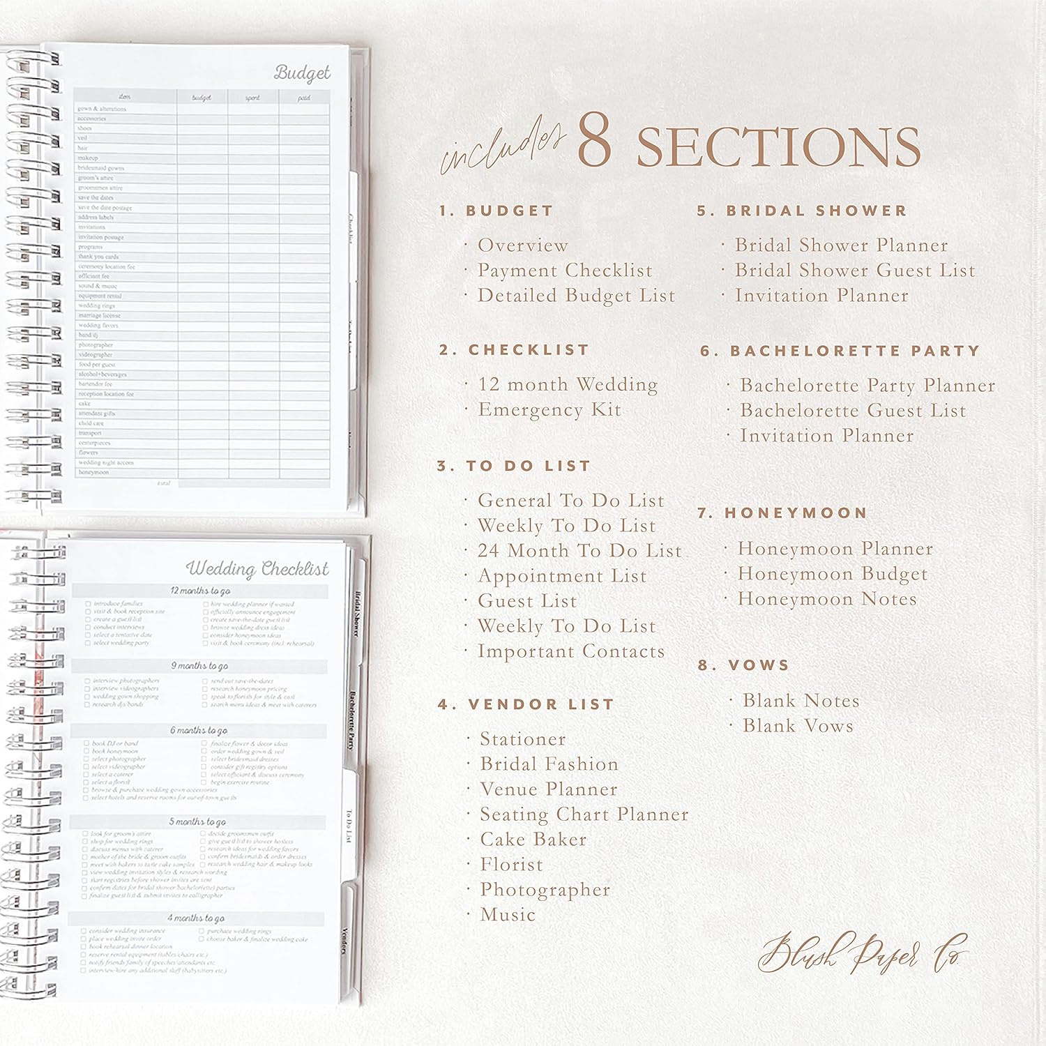 Wedding Planner & Organizer - Real Gold Foil- Diary Engagement Gift Book & Calendar, Bride Journal