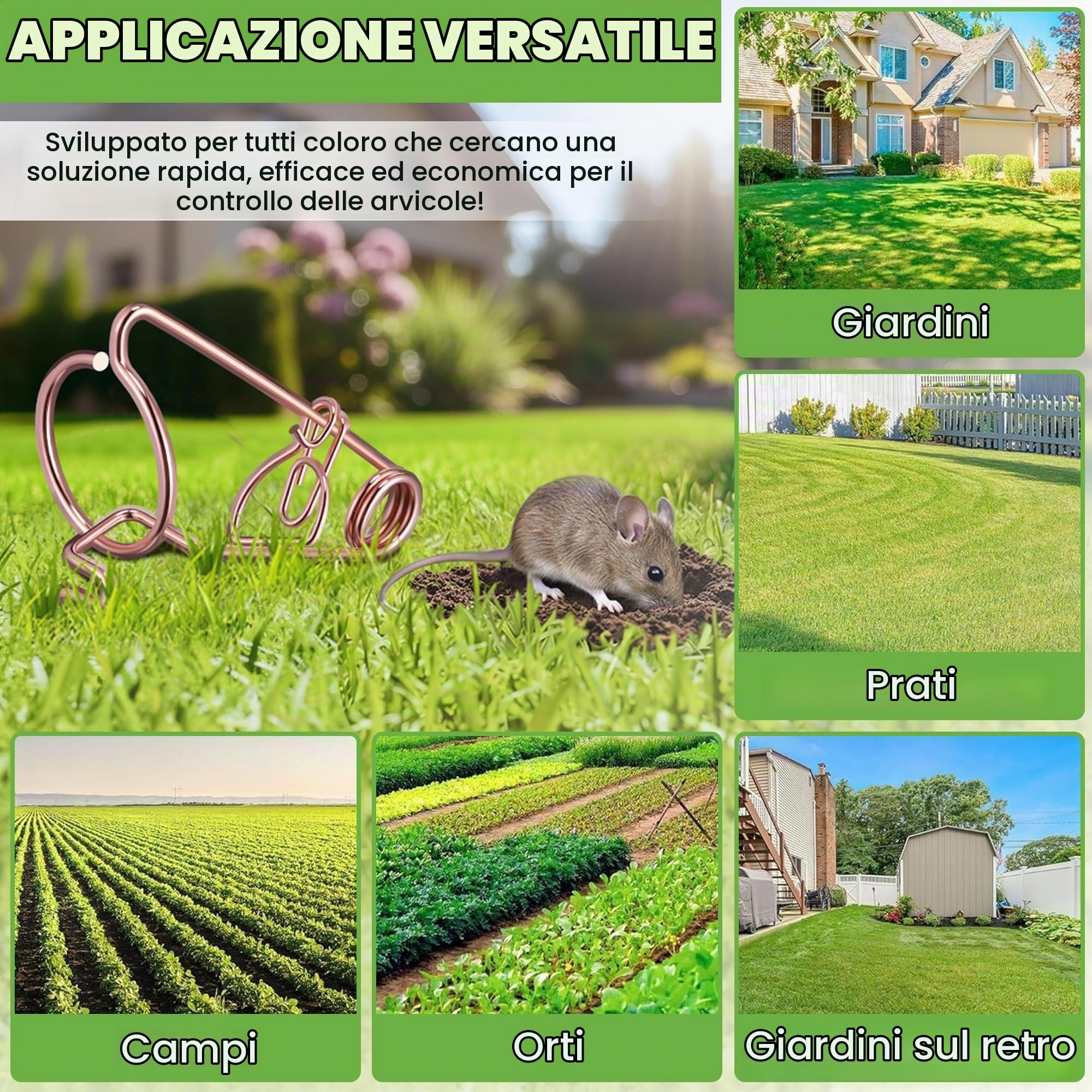 Enhon Trappola Professionale per Arvicole e Talpe, trappole per Arvicole in Filo di Acciaio ramato, efficaci Contro Arvicole Talpe in Giardino