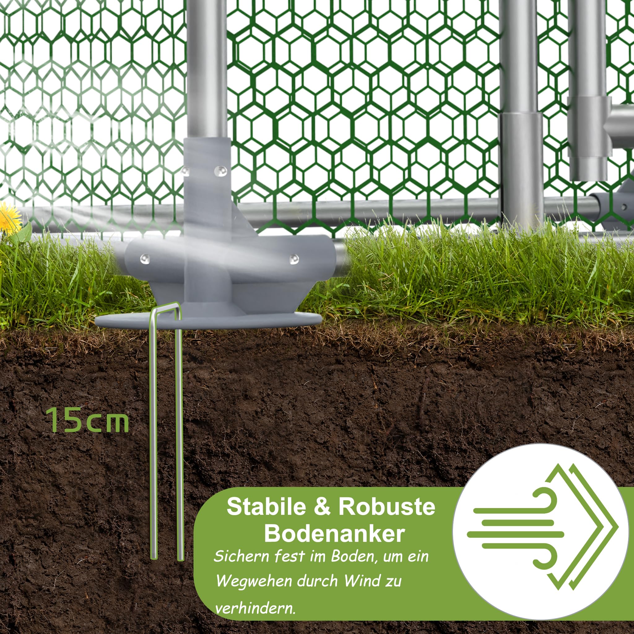 YRHome Gallinero para gallineros, 2 x 1 x 1,5 m, con marco de acero galvanizado con PE