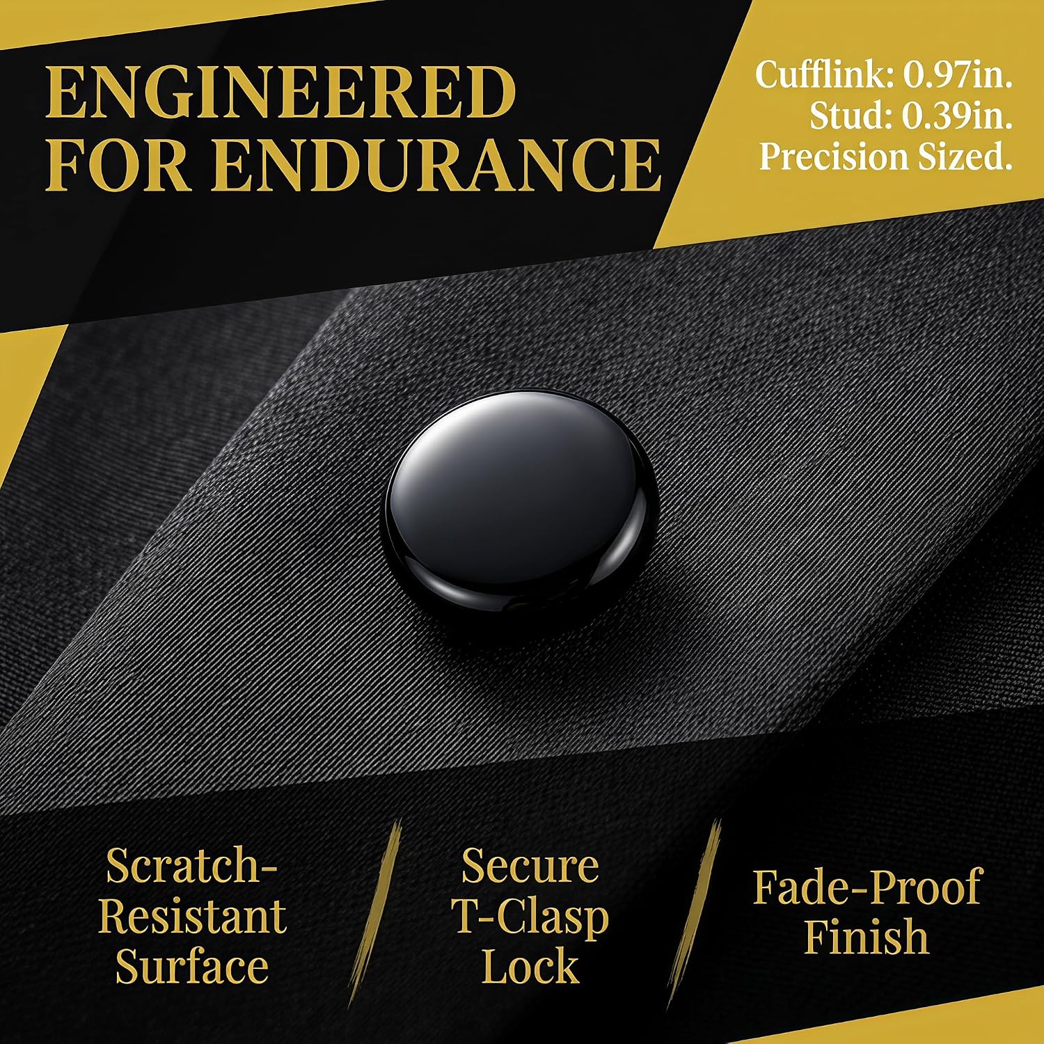 8 Pcs Cufflinks for Men Stainless Steel Tuxedo Studs, Classic Black Round Cuff Links and Tuxedo Shirt Stud Buttons for Men’s Formal Shirts, Business, Wedding, Prom and Formal Kit