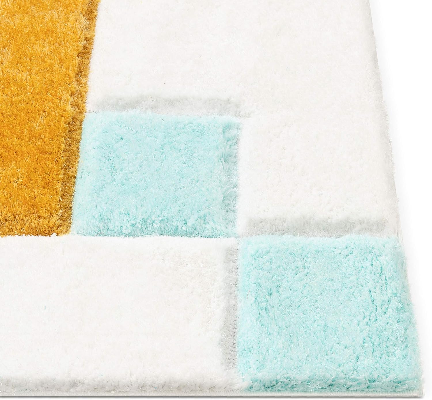 Well Woven Abbi Blue Boxes & Circles Thick Soft Plush 3D Textured Shag Runner Rug (2'7" x 9'10") 2'7" x 9'10" (Runner) Abstract Blue