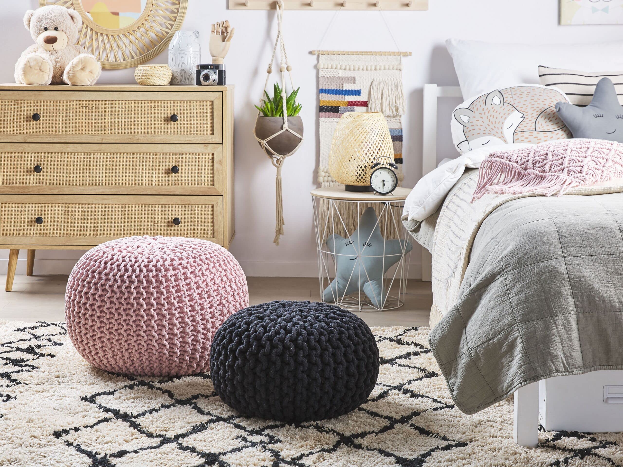 Beliani Trendy Ottoman in Rosa Baumwolle 50x35 cm Conrad