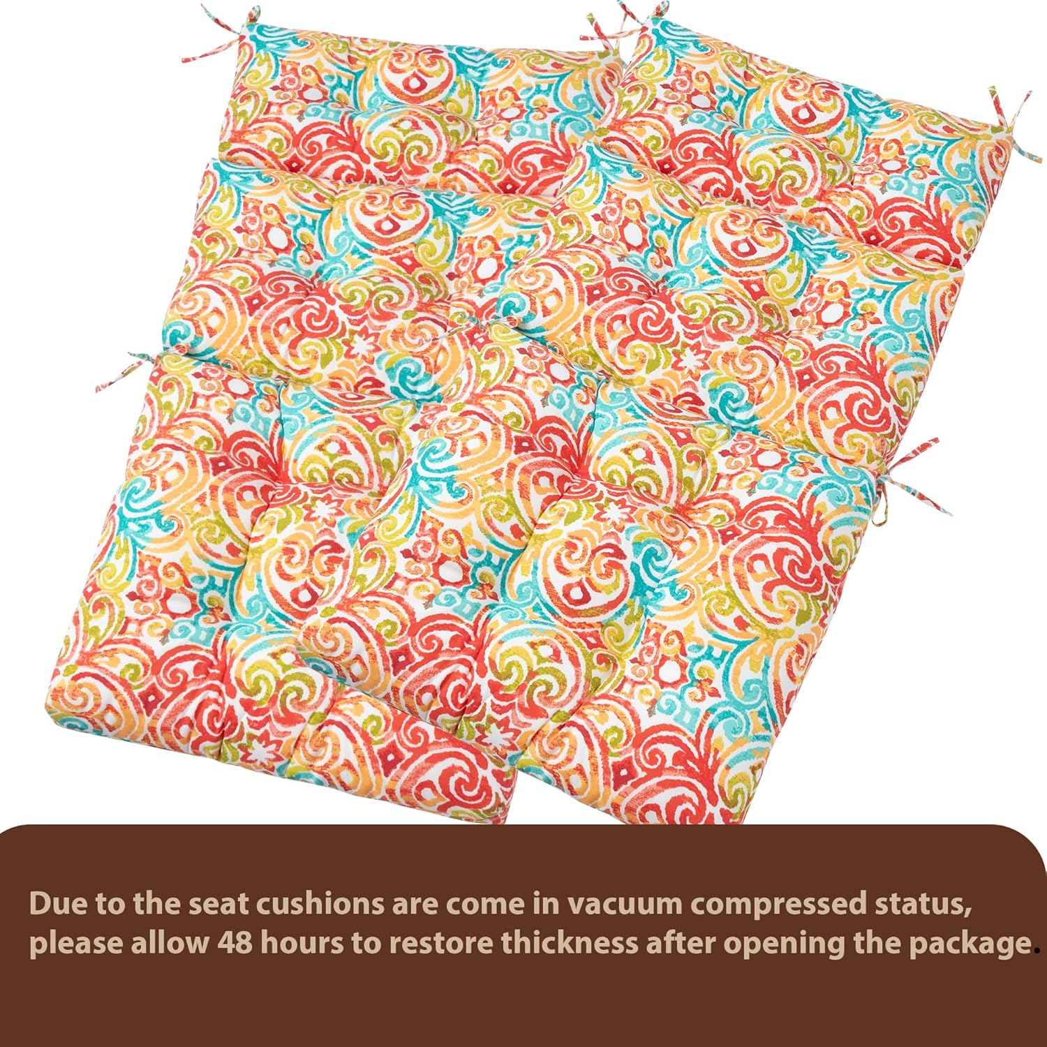 FUNHOME Indoor/Outdoor High Back Chair Cushions Set of 2, Water Resistant Tufted Deep Seat Chair Cushions, Adirondack Cushions for Garden Porch Home Office Chair Use-Corinthian Dapple