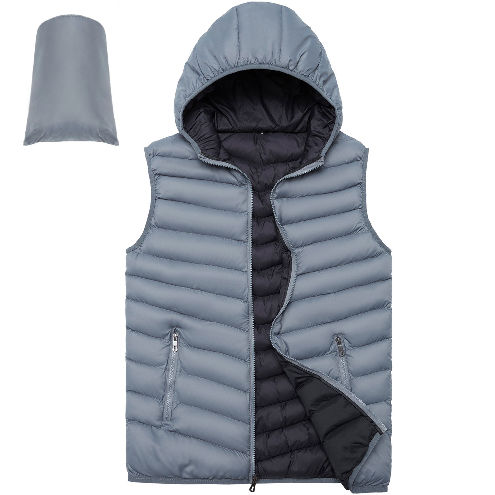 Gilet Matelassé Homme Avec Capuche - Léger, Coupe-vent, Doublure Chaude - Pour L'automne/hiver, Sport Ou Quotidien