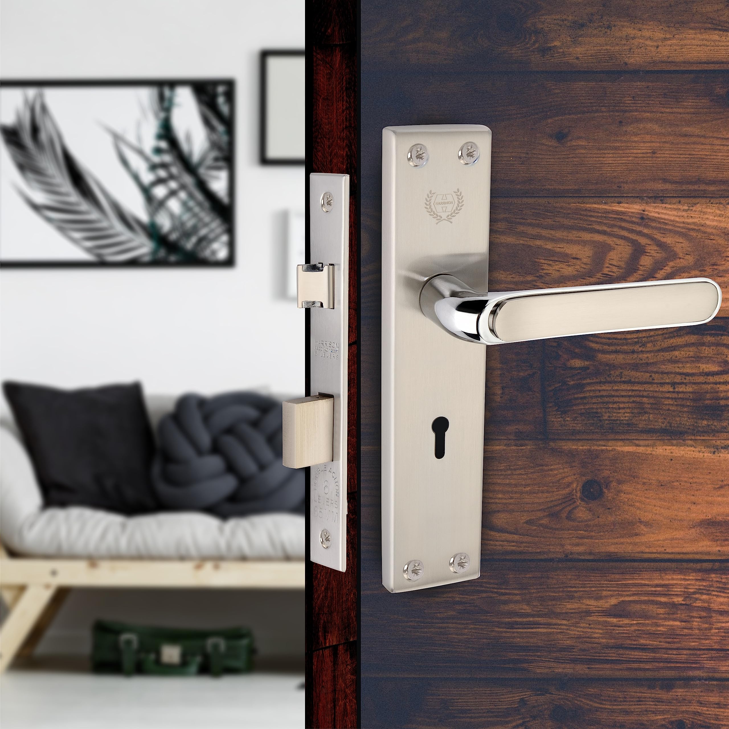 Harrison 92848 Sleek White Metal 8inch Mortise Door Handle and 65mm Lock Set with CP Matt Finish Door Locks for Main Door, Suitable for Office/Hotel/Home (B0D491QVNY) Amazon Price History, Amazon Price Tracker