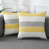 Vista 59 de AmHoo - Juego de 2 fundas de almohada decorativas para casa de campo, a rayas y a cuadros, juego de fundas de almohada de algodón y lino para sofá