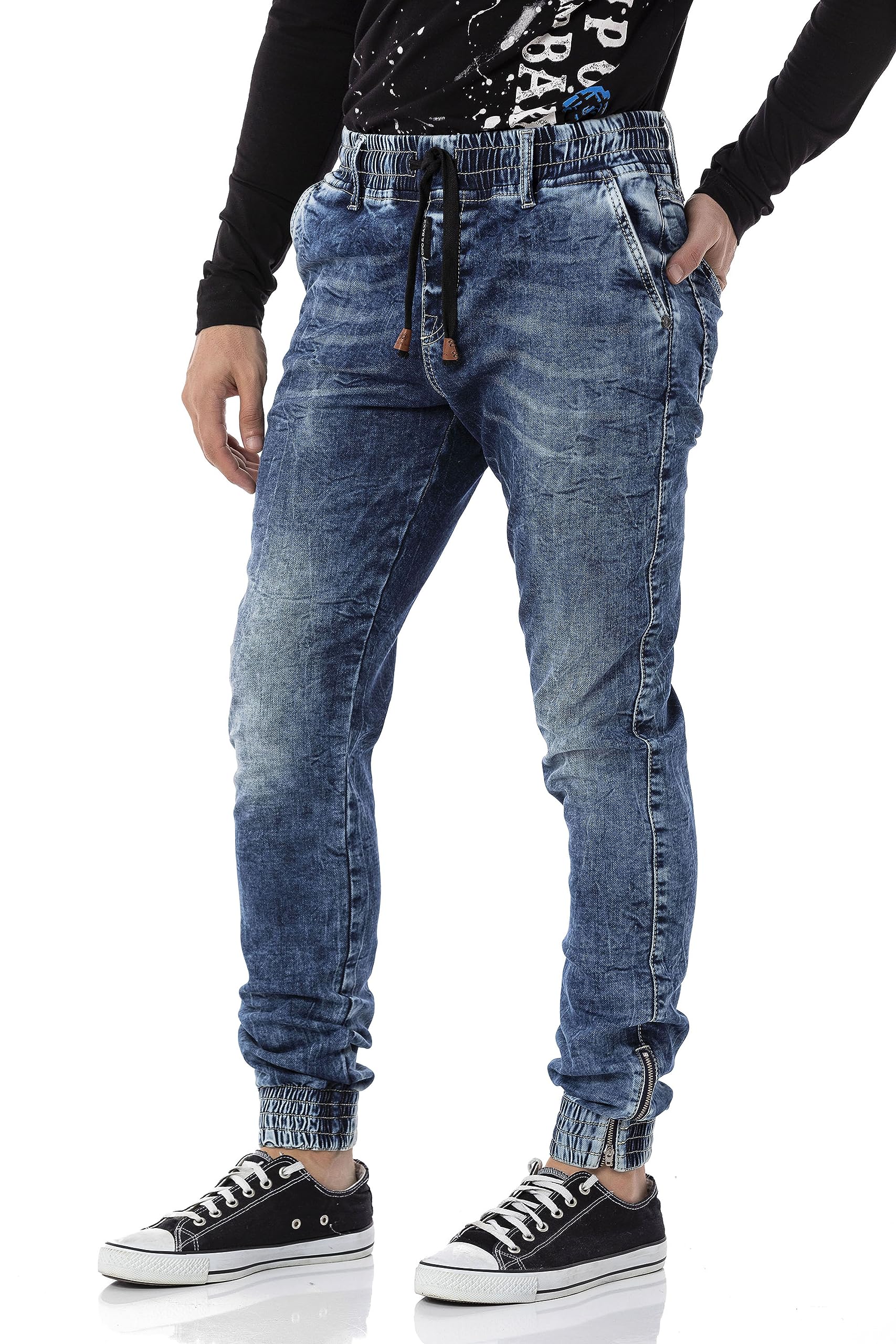 Cipo & Baxx Herren Joggerhose | Sportlich & Streetwear mit Cargotaschen & Stretch | Sporthose Gummi Freizeithose