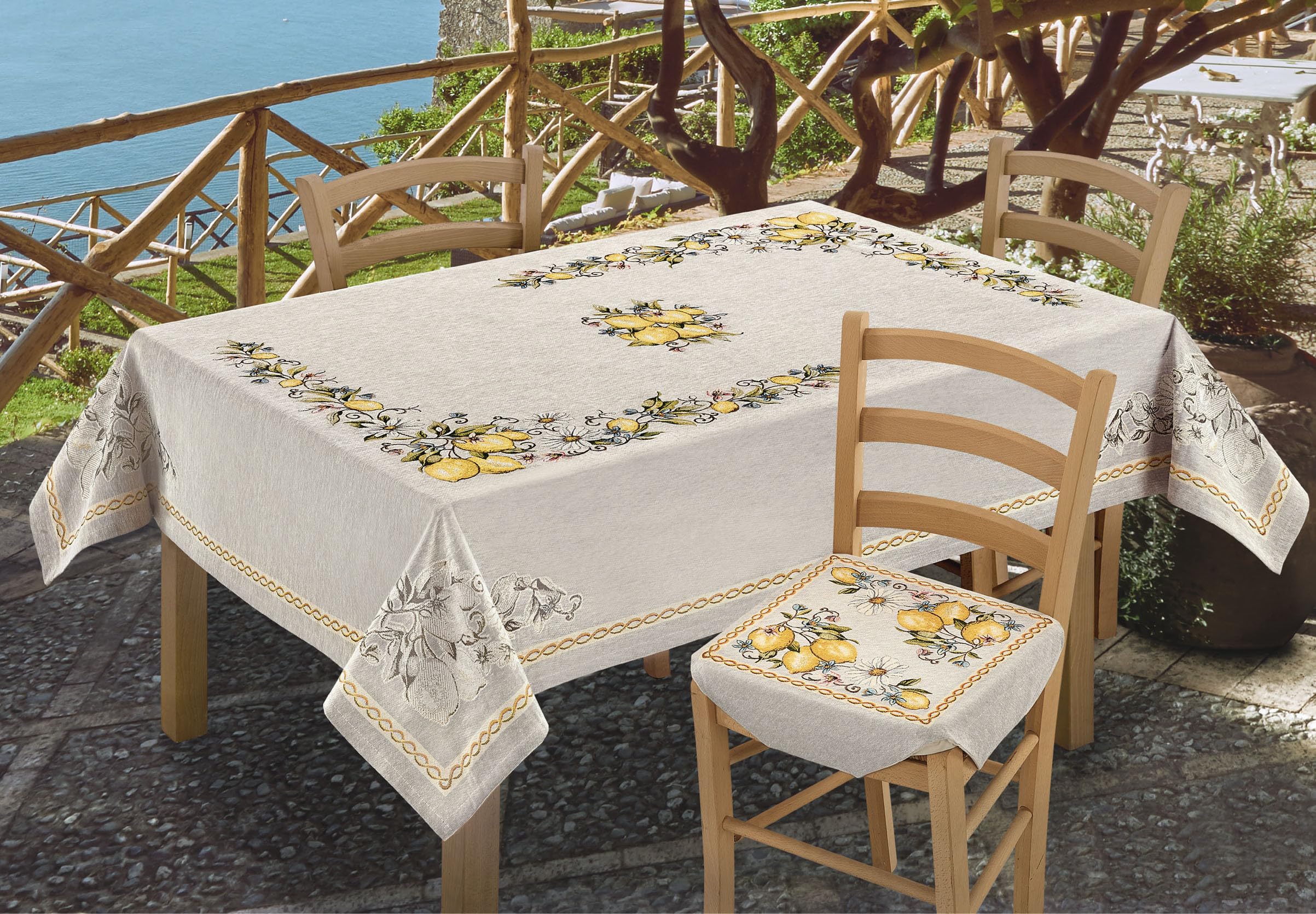 Copritavolo Tovaglia jacquard cinigliato LEMON accessori coordinati Made In Italy - Copritavolo 140x180