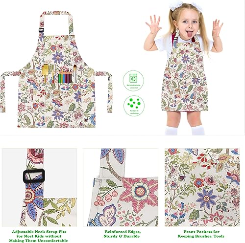 Vista 80 de BeeGreen Delantales de cocina para niños con correa ajustable, con bolsillo frontal para niños pequeños, pintores, artistas horneados negro