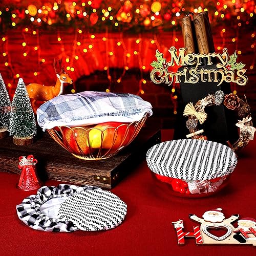 Miniatura 6 de Patelai 10 fundas reutilizables para tazones en 5 tamaños, tela elástica, fundas elásticas para tazones de almacenamiento de alimentos, tapas de