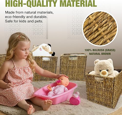 Miniatura 3 de Paquete de 4 cubos de almacenamiento plegables  cubos de almacenamiento de mimbre de 12 x 12 pulgadas, cestas de almacenamiento de 12 pulgadas para