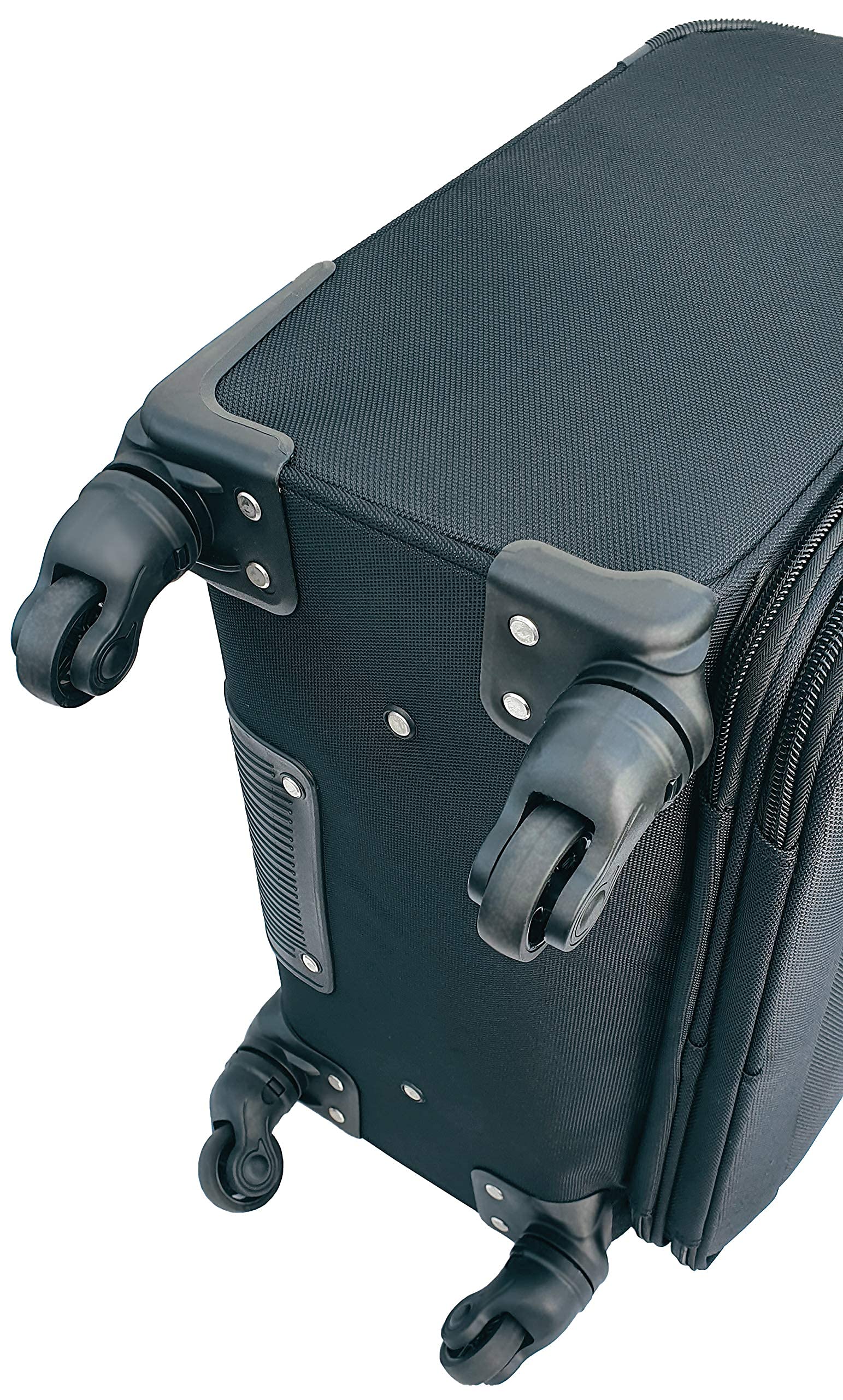 HWG® Pilotenkoffer mit Laptopfach - 4 Rollen Businessgepäck Trolley - Reisegepäck Reisekoffer - Aktenkoffer für Business - Schwarz, 45x50x25 cm