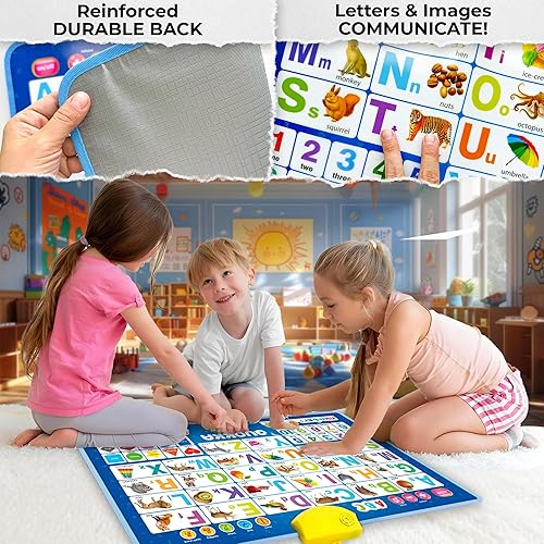 Miniatura 5 de QUOKKA Juguetes educativos para niños de 5 a 7 años – Tabla ABC azul para niños de 3 a 6 años – Póster interactivo de terapia del habla para niños