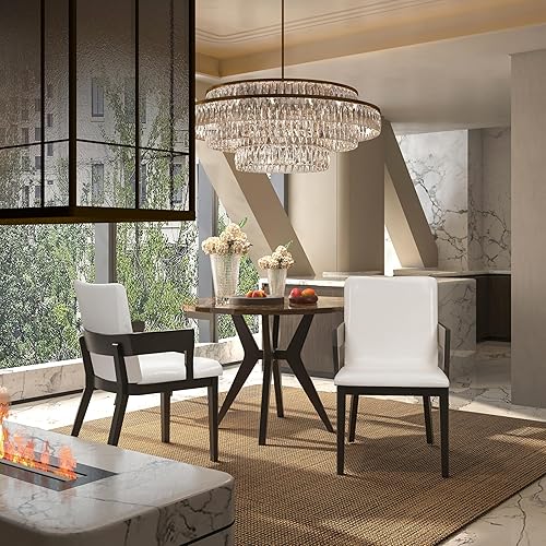 Miniatura 2 de Modern Wood & Glossy PU Leather Upholstered Dining Chairs Set of 2, Table & Chair Sets, Desk Chair for Home Office Restaurant,Black-2set