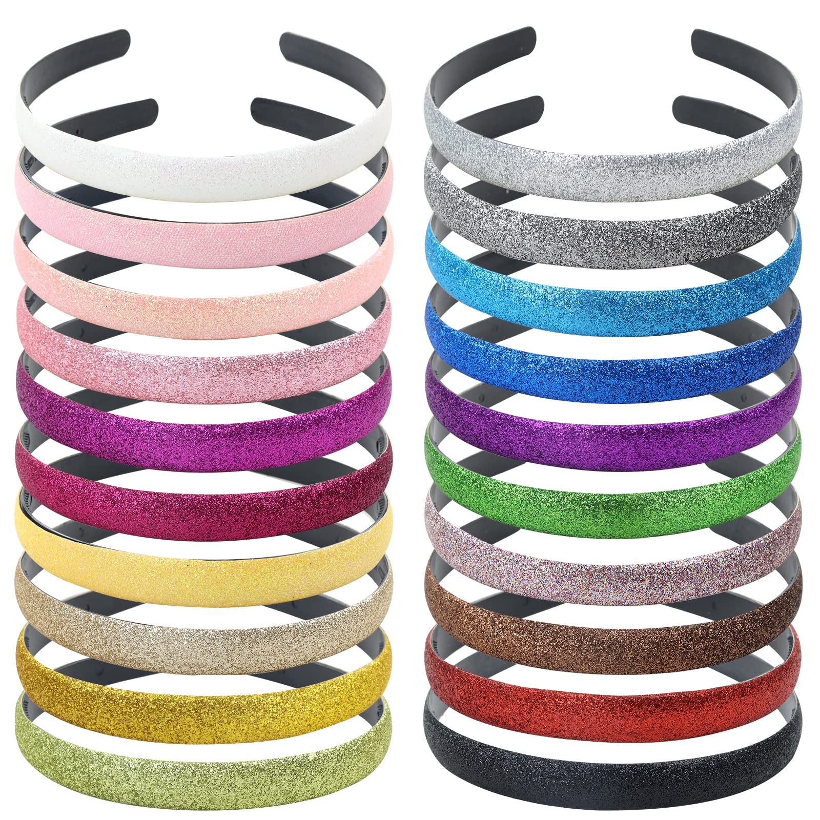 Dizila 20 Pack Colorful Sparkly Glitter Headbands Sequin Plastic with Teeth Hair Bands Hoops Crowns Headpieces Accessories for Women Girls - Image 2