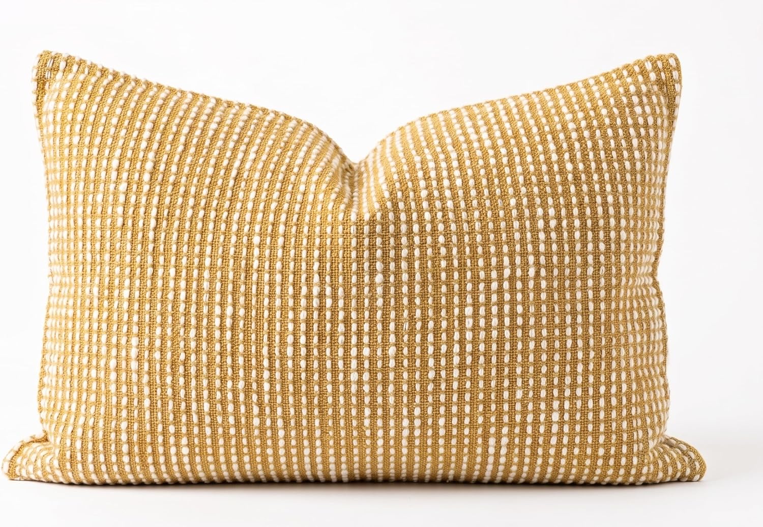 SanVia Cotton Lumbar Pillow Cover 12x20 — Handwoven Jacquard Texture, Fade-Resistant, No Pilling — Hidden Zipper, Decorative Throw Pillow Covers for Couch, Bed — No Insert (Farmhouse, Mustard)