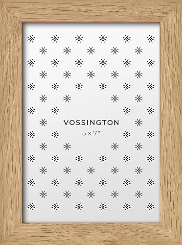 Vossington Portarretratos clásico de 5 x 7 pulgadas, color roble claro (grano de madera sintética), diseño moderno del marco, se adapta a 1 foto o