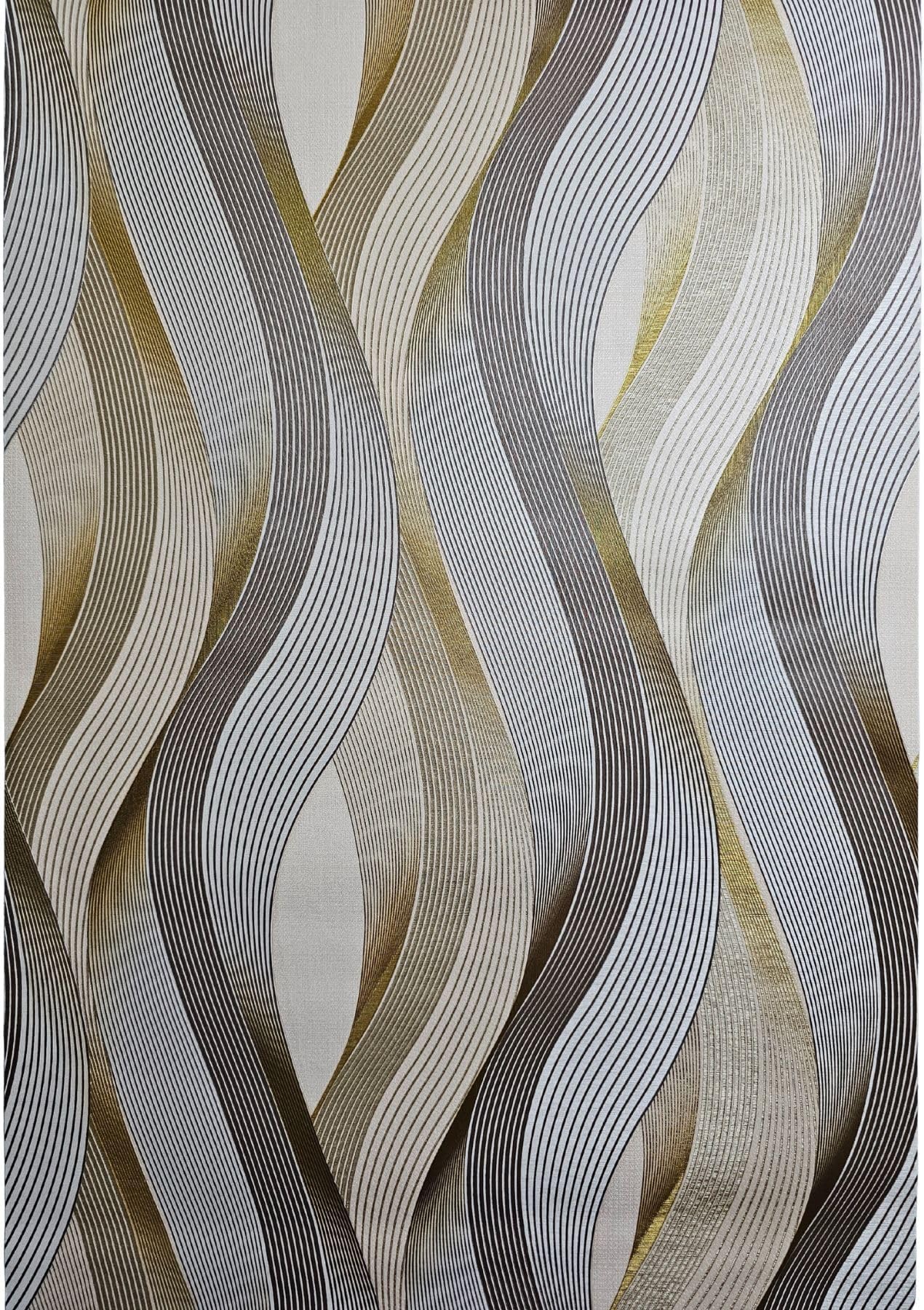 [Sample Link 3D Wave Stripe Wallpaper Beige Embossed Vinly Non-Pasted Waterproof Wall Covering