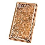 Cigarette Case Victorian Style Metal Holder for Regular, King and 100\'s Size Pocket Protective Security Wallet (Flo-S100RG, Flower Small Rose Gold)