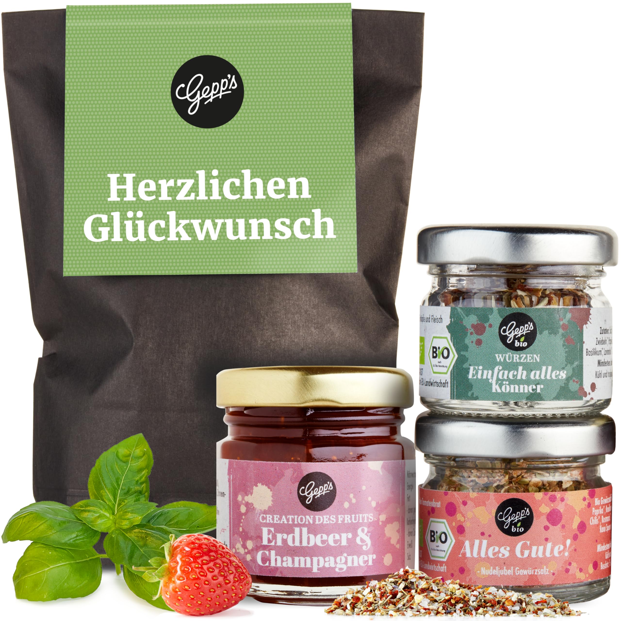 Gepp's Feinkost Wundertüte Herzlichen Glückwunsch I Geschenkset mit Delikatessen I Geschenk gefüllt mit Kleinigkeiten für Freundin, Kollegen, Lehrer I Kulinarische Geschenkidee