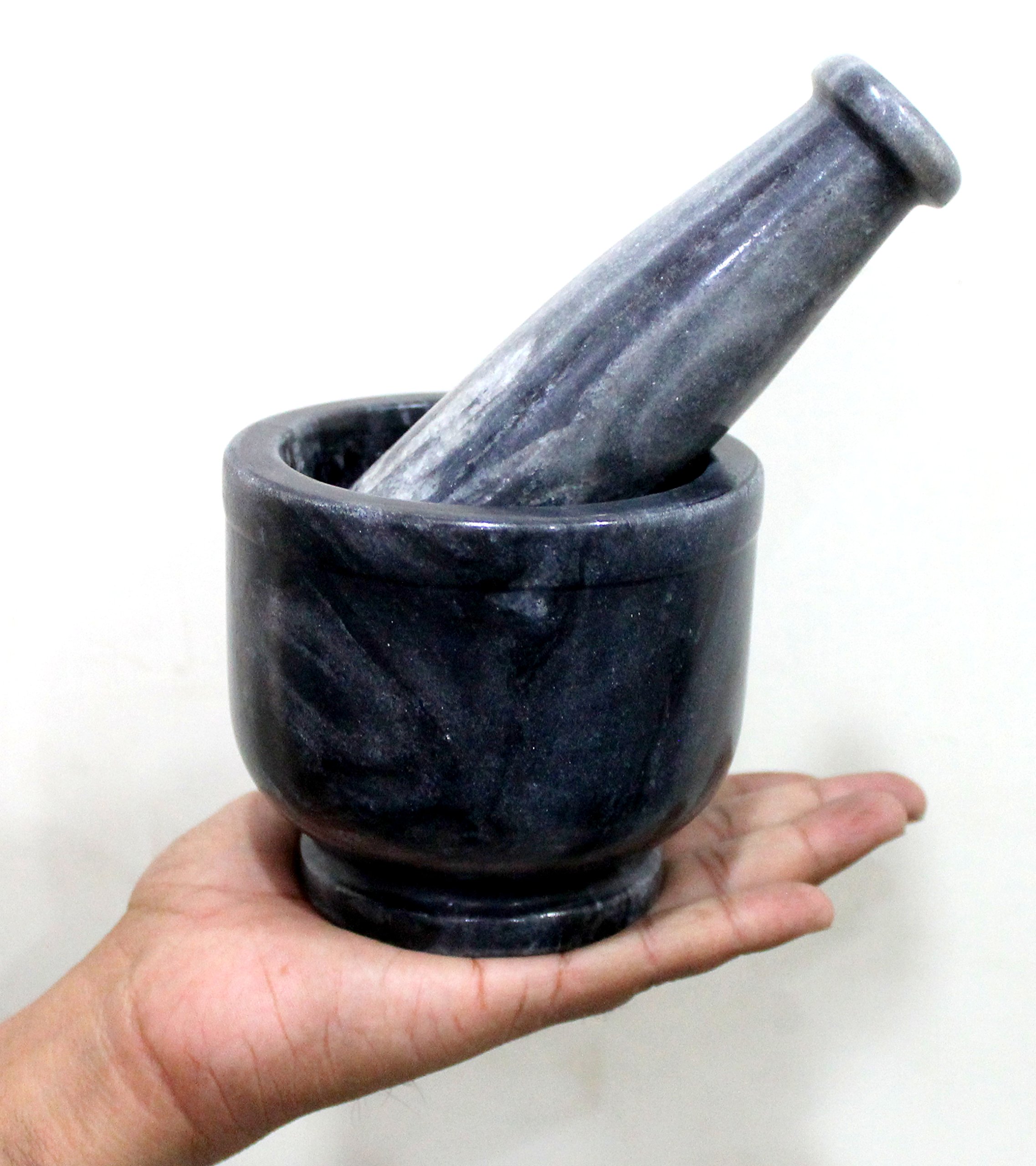 Mortaio E Pestello In Pietra Naturale KLEO – Verde, 10 Cm, Per Spezie E Cucina, Base Con Feltro Antirumore