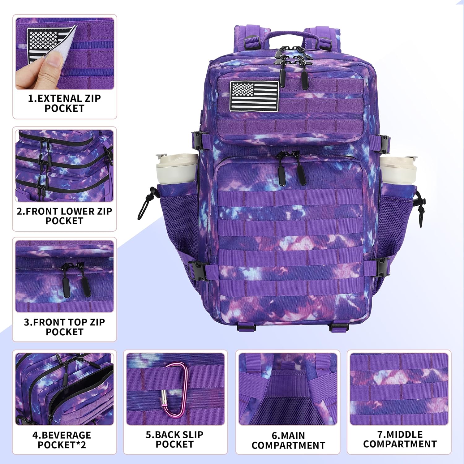 45L Military Tactical Backpack Hiking Backpacks Tactical Gear Camo Back Pack Army Molle Bag Rucksack Fitness Daypack