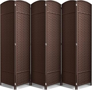 Sorbus 6-Panel Room Divider 6ft Tall - Extra Wide Folding Privacy Screen with Woven Mesh, Sturdy Wood Frame for Home Office Partition