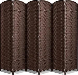 Sorbus 6 Panel Room Divider 6 ft. Tall - Privacy Screen, Extra Wide Double Hinged Panels, Mesh Hand-Woven Design, Partition Room Dividers and Folding Privacy Screens, Wall Divider for Room Separation