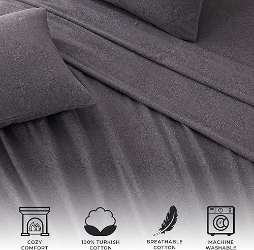 Miniatura 2 de Great Bay Home Juego de sábanas de franela de mezcla de algodón de 4 piezas, sábanas y fundas de almohada de algodón, cálidas, doble cepillado para