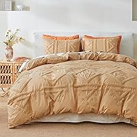 Vista 11 de Simple&Opulence Juego de funda de edredón 100% algodón Boho copetudo tamaño Queen, funda de edredón bordada texturizada color azul marino con 2