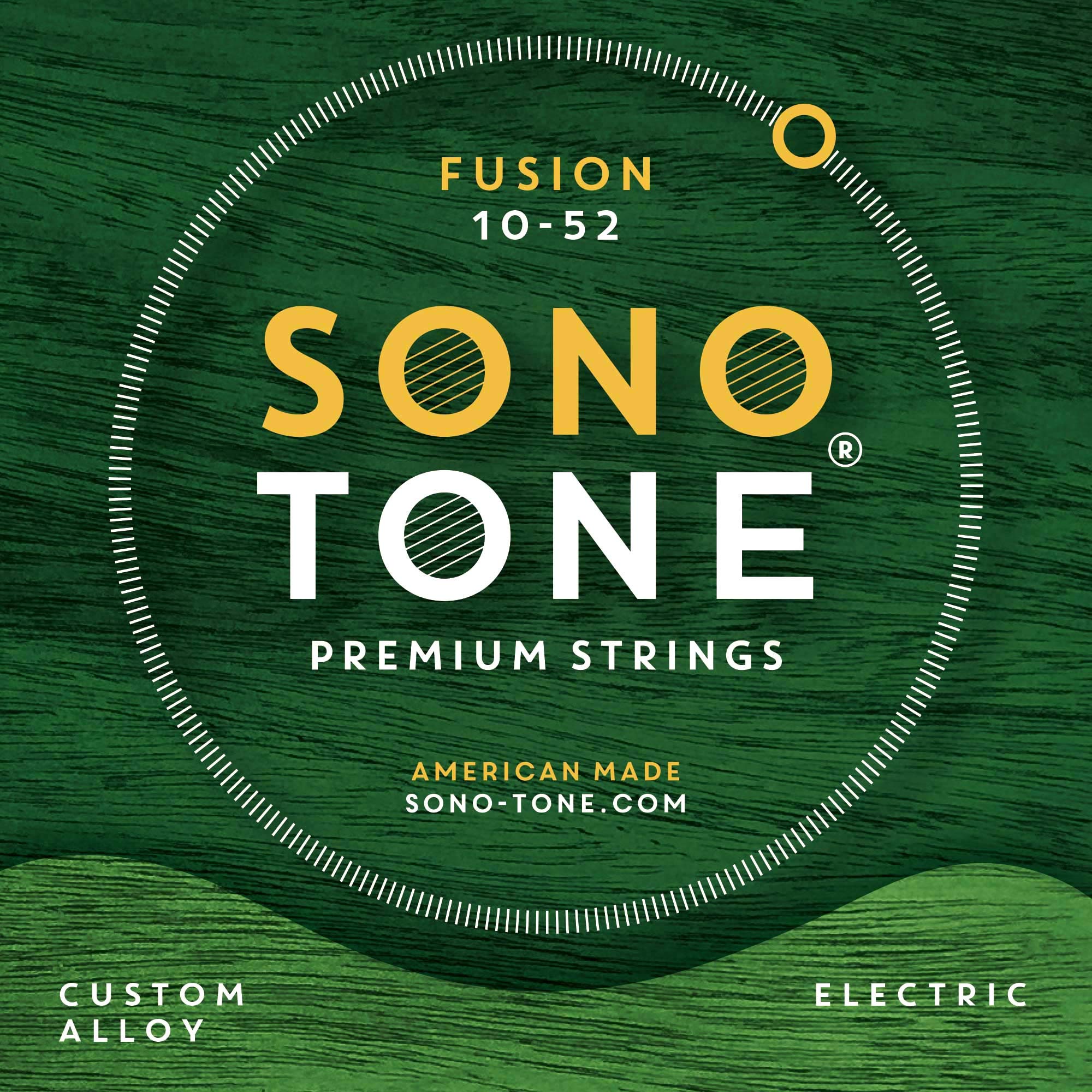 SonoTone Fusion, 10-52, Custom, Electric Guitar Strings, Custom Alloy Blend, Hand-Wound, Hex Core, Comfortable, Strong, Long Lasting, Tarnish Resistant, Flexible, Articulate, American Made