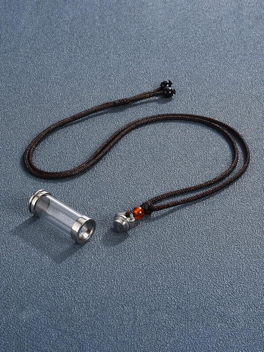 Zysta Cremation Urn Necklace for Ashes Stainless Steel Lucky Clouds Glass Cylinder Urn Necklace Openable Vial Tube Container Memorial Locket Pendant Keepsake Jewelry for Human Pet Ashes