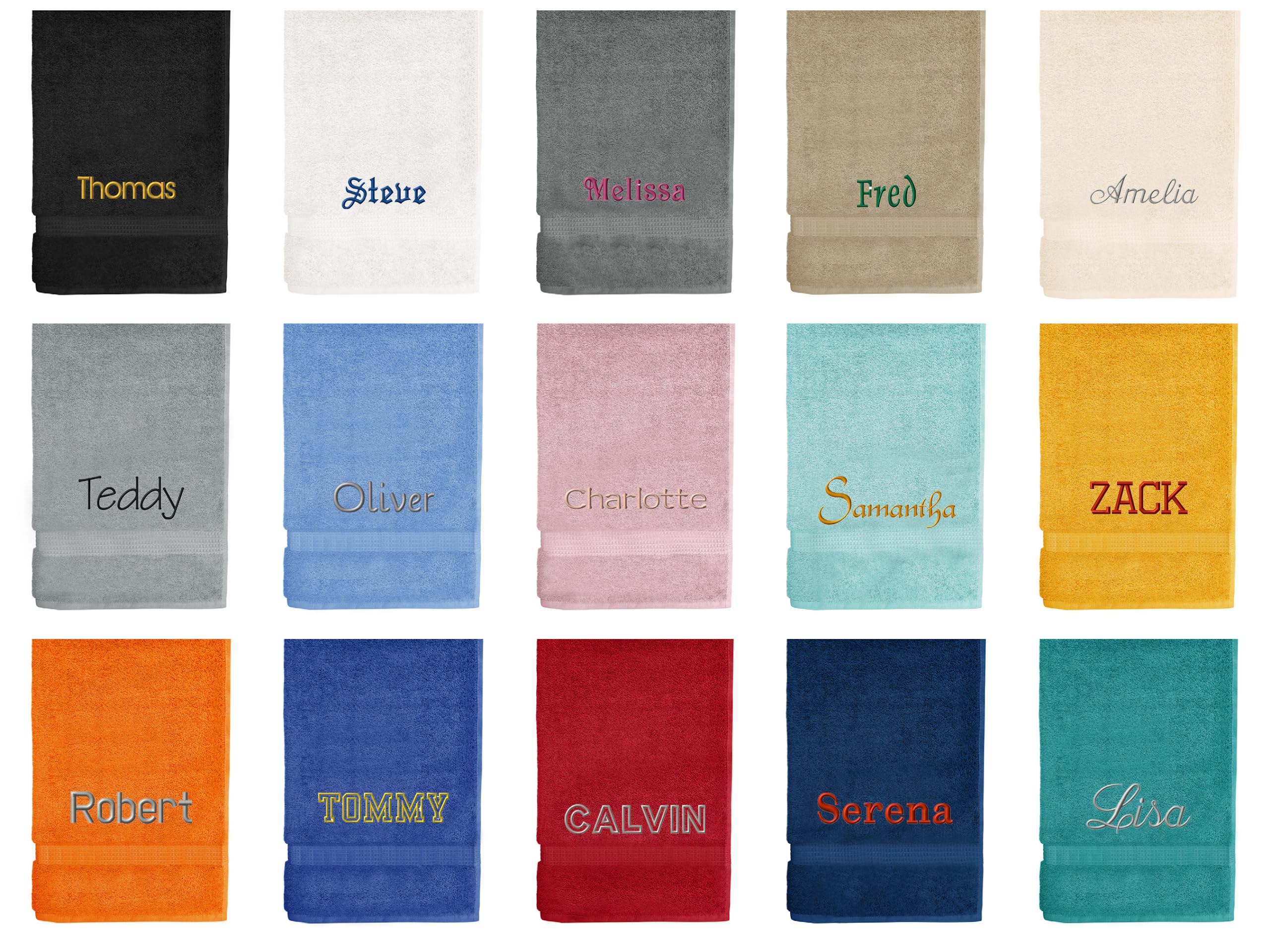 Velosso Personalised Towels With Custom Embroidery - Premium 550GSM Pure Egyptian Cotton Bath Towels, Ocean
