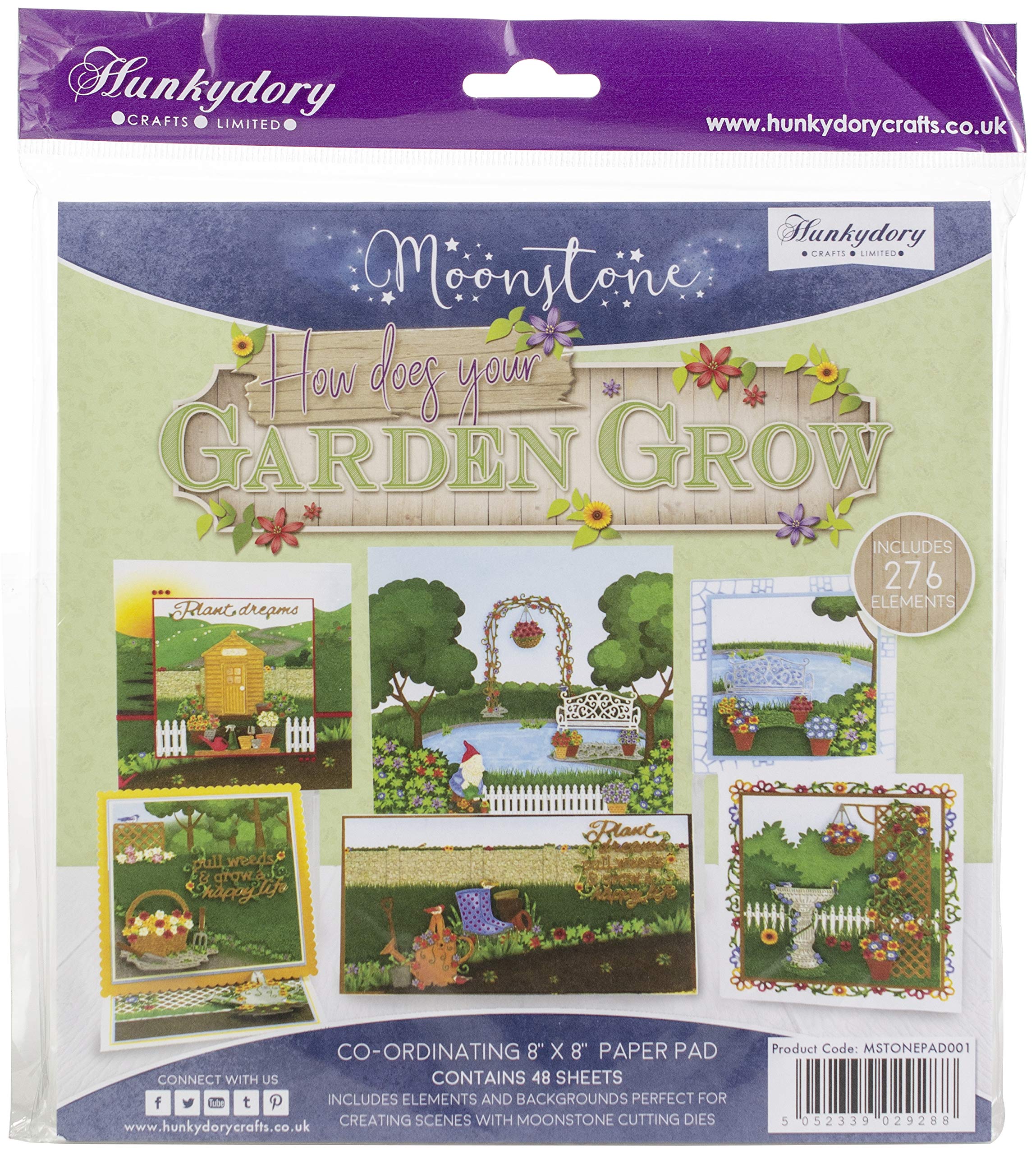 HUNKYDORY Moonstone HOW DOES YOUR GARDEN GROW Co-ordinating 8" x 8" Paper Pad