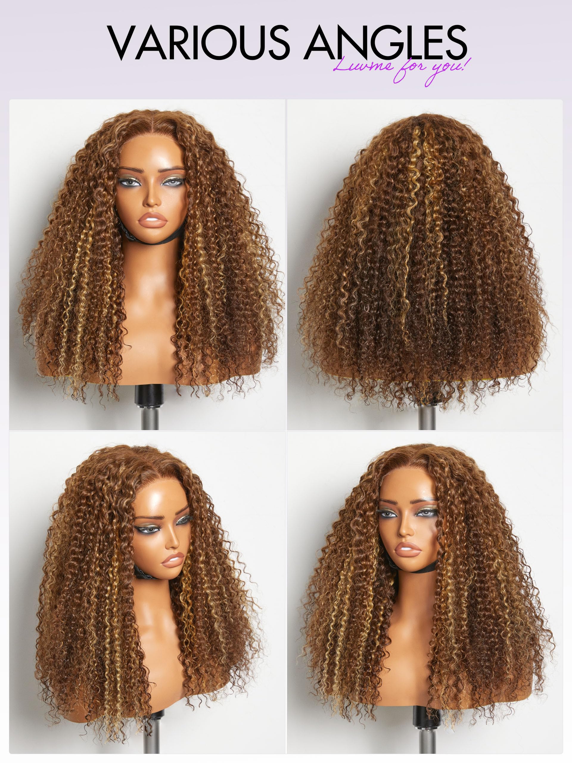 Amazon.com : LUVME 18 Inch Brown Highlight Kinky Curly Lace Front