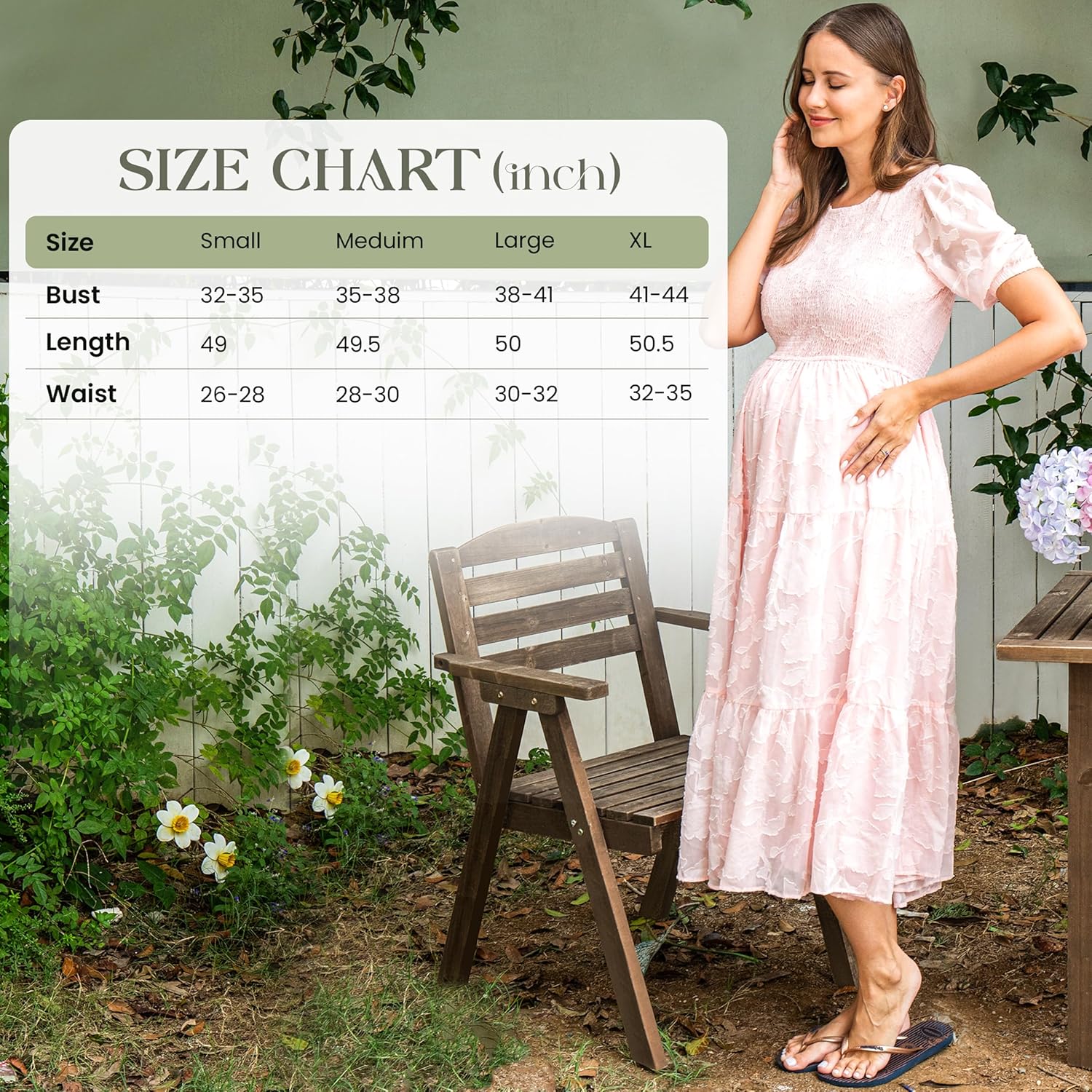 Floral Maternity Dress for Photoshoot - Baby Shower Gown - Soft Textured Pregnancy Clothing - Comfortable Stretchy Waist - Image 8