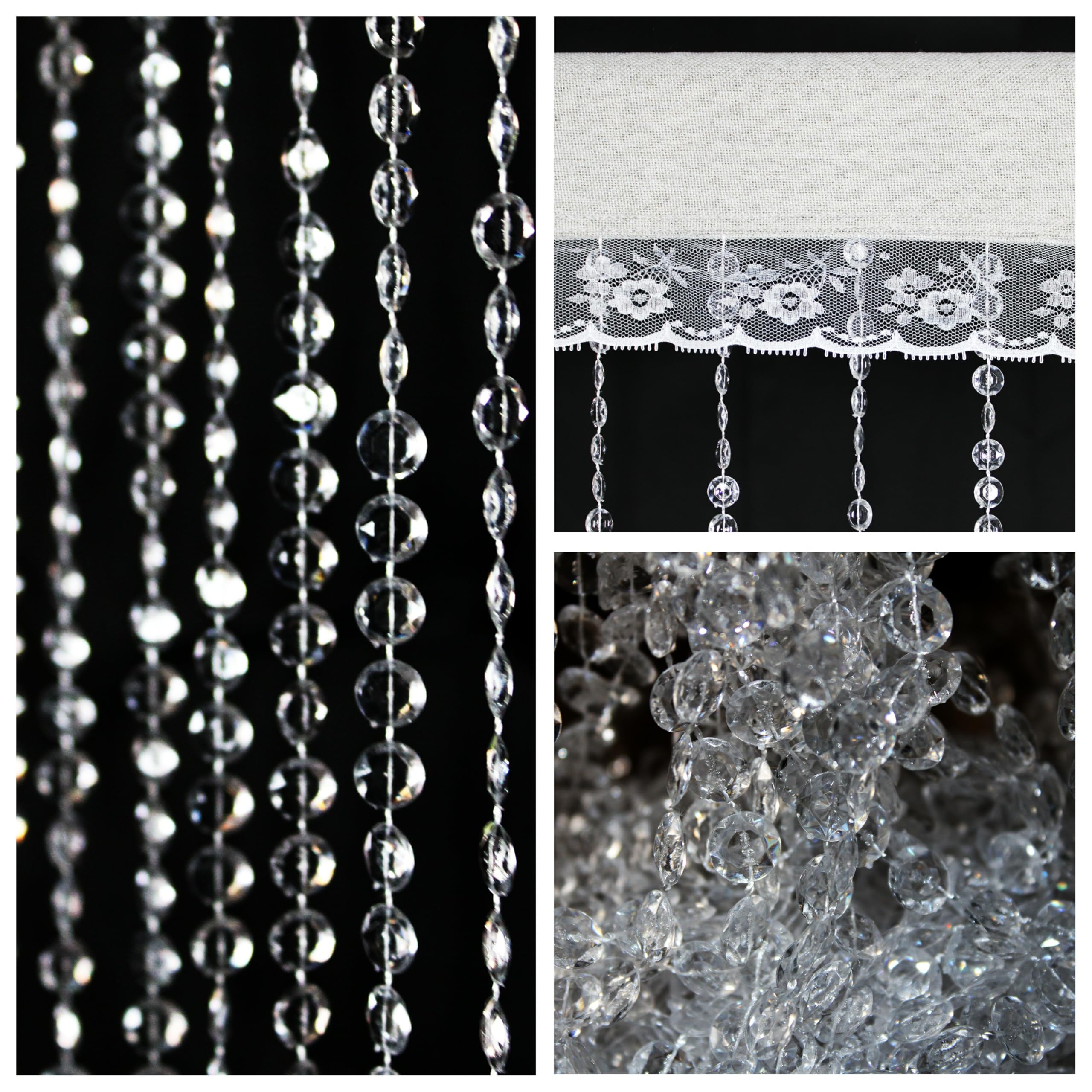 YaoYue Crystal Beaded Curtain Door Curtains Room Divider Hanging Diamond Acrylic Beads for Doorway Hippie Closet Bedroom Wall Window Backdrop Decor (35.5Ă79in/90Ă200cm, Crystal): Crystal 35.5"W x 79"L (Pack of 1)