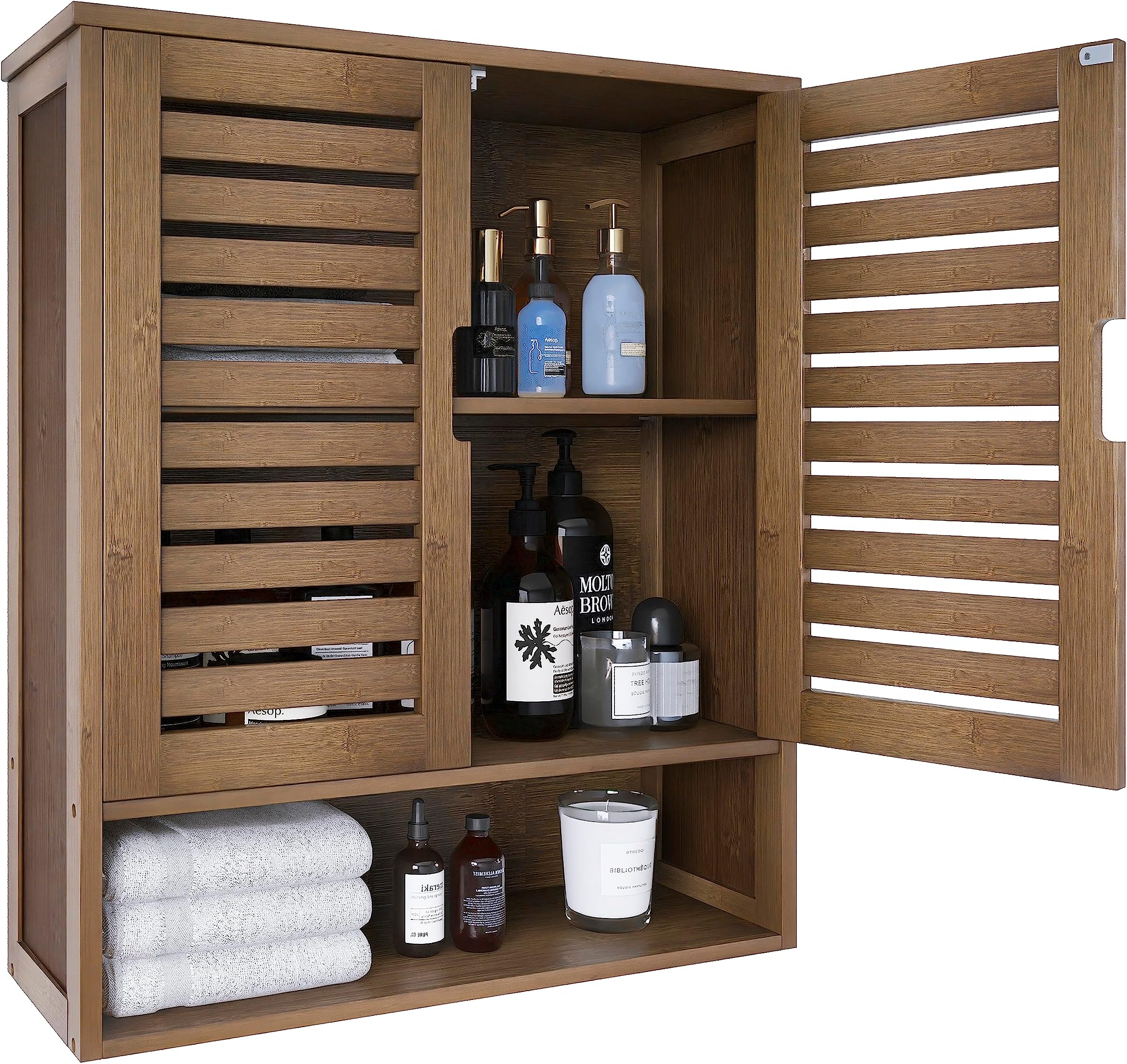 Amazon.com: OKD Natural Rattan Bathroom Wall Cabinet, Modern Boho ...