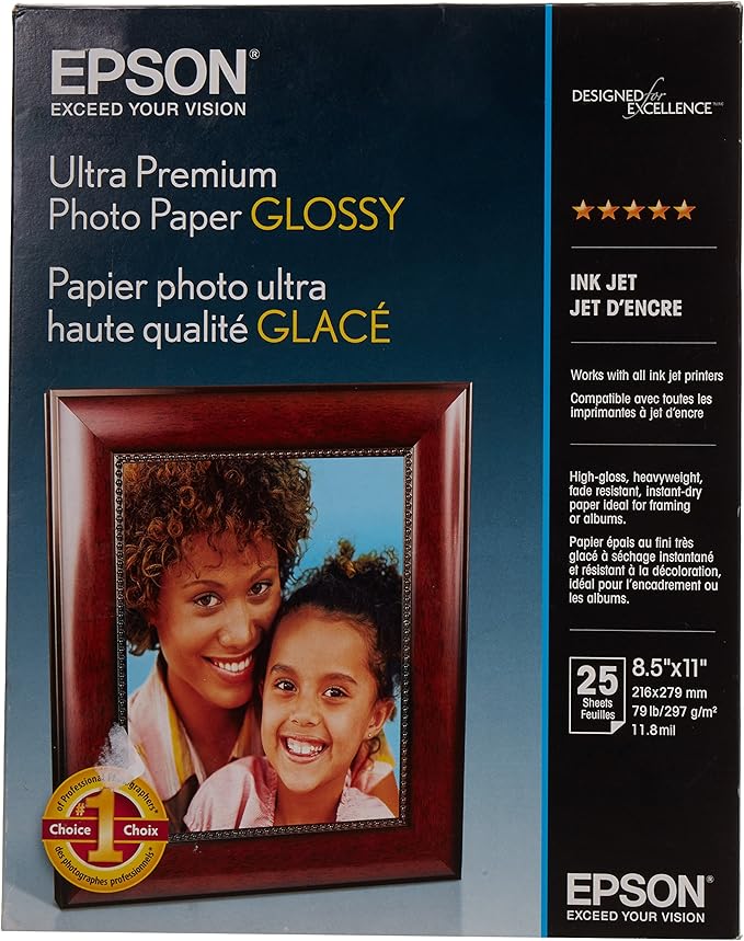 Epson Ultra Premium Photo Paper Glossy (8.5x11 Inches, 25 Sheets
